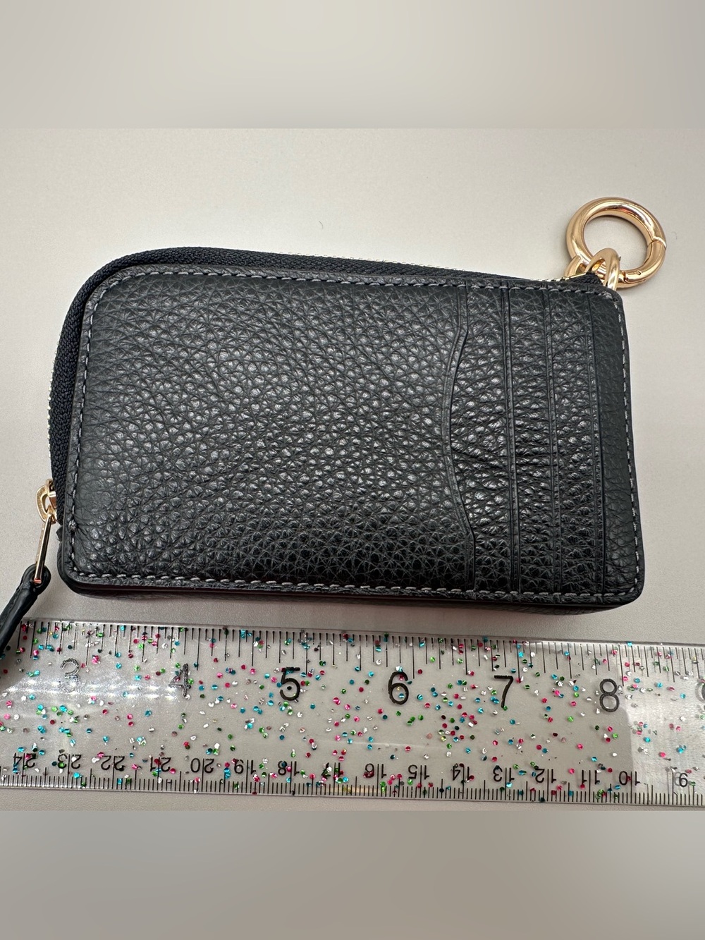 Coach Multifunction Zip Card Case Black Pebbled Leather with Gold tone Hardware - Picture 3 of 5